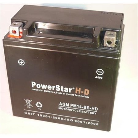 POWERSTAR PowerStar PM14-BS-HD-F120020D33 Charger Battery Ytx14-Bs Honda Trx 500 420 450 350 300 Rubicon PM14-BS-HD-F120020D33